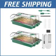 Comprehensive 2-Pack Seed Starter Trays with Grow Lights and Humidity Domes