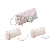 Large Capacity Canvas Pencil Case Plaid Multi-functional Portable Stationery Bag
