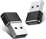 2 Pack USB A 3.0 to USB C Adapter Charger Converter for Apple Watch Ultra iWatch, iPhone, AirPods, iPad Air, Samsung Galaxy - Black