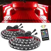 Nilight - TL-31 2PCS 60Inch RGB Truck Bed Light Strip Kit 180 LED RF Remote Control with On Off Switch Blade Fuse 2Way Splitter Extension Cable for Cargo Pickup Truck SUV RV Boat