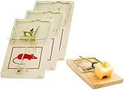 Pest Control Pestcontrol Traditional Wooden Re-Usable Mouse Traps (Pack of 3)
