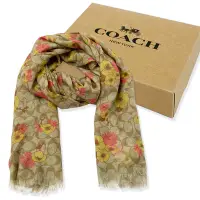 在飛比找Yahoo奇摩購物中心優惠-COACH 經典C LOGO花卉莫代爾混蠶絲絲巾圍巾禮盒(花