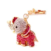 2PCS Elephant Keychain Metal Charm Pendant Purse Bag Key Ring