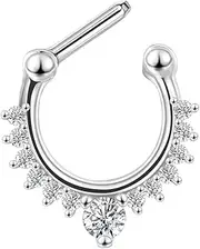 [Lantine] Septum Ring Gold Cz Daith Piercing Jewelry 316 Surgicl Steel Septum Jewelry Hinged Segment Cartilage Hoop Earrings for Daith, Tragus, Rook Piercing Jewelry 8mm 10mm