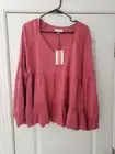 Womens Boutique Andree Top Blouse Large Rose/dark Mauve