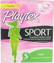 Playtex Sport Unscented Super Absorbency Tampons 18 ea (Pack of 3)
