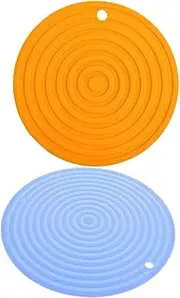 Parliky 2pcs Heat Resistant Silicone Trivet Mats for Hot Pans Foldable Insulation Pad Kitchen Table Round Trivets for Dining Table Protection Pet Feeding Mat
