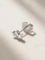 [MARIA TASH] MARIA TASH - Lotus 18-karat White Gold Diamond Earring - Silver - One size One size Silver