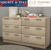 Tribecca 6 drawer dresser low boy chest of Drawers CONTEMPO RANGE Sonoma Oak
