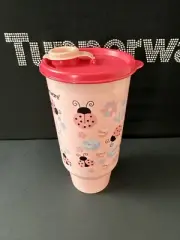 Tupperware Mega Tumbler 32oz ThirstQuake Flip-Top Pink Ladybug Design Ladybugs