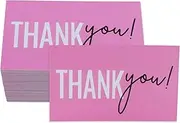 200Pack Thank You Cards for Small Business, 2" x 3.5" Pink Bulk Personalized Business Cards for Packaging Supplies