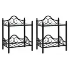 2x Bedside Tables Storage Side Lamp Cabinets Bedroom Nightstand Steel Glass