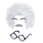 Lystaii Old Man Costume Set Mad Scientist Wig Glasses Mustache Eyebrows for Dres