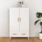 White Highboard Engineered Wood Sideboard Storage Cabinet Cupboard Furniture