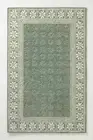Hand-Tufted Wool Rug Green Floral Design Vintage Border Area Carpet Modern Style