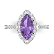 2.3ct Marquise Halo Alexandrite Stone Promise Bridal Wedding Ring 14k White Gold