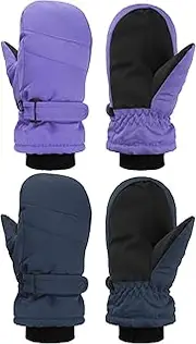 [SATINIOR] 2 Pairs Kids Winter Ski Gloves Mitten Waterproof Warm Snow Gloves for Outdoor Activities