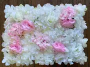 2X White+Pink Artificial Flower Panel Rose Hydrangea Wall Panels Wedding Party Backdrop