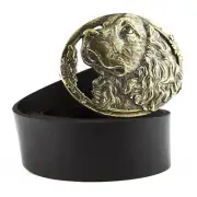 Leather belt with brass buckle Cocker Spaniel, Cocker Spaniel dog head, Hunting