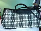B & W PLAID PATTERN FAUX LEATHER BAG W/ COSMETIC BAG NIP