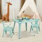 Kids Table and Chairs Metal Activity Study Learning Desk w/Adjustable Foot Pads