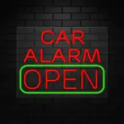 Car Alarm Open Neon Sign for Retail Displays | LED Flex Neon | 31"W x 24"H x 1"D