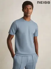 Reiss Airforce Blue Bradley Interlock Jersey Crew Neck T-Shirt (AW8938) | $135