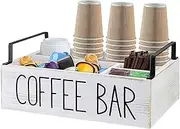 Coffee Bar Kit - Portable Coffee Bar Display Bin, Wooden Coffee Condiment Organizer | Large Capacity Coffee Pod Storage Rack, Multifunctional Coffee Accessory Holder for Coffee Table