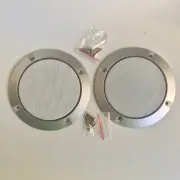 2PC 4 Inch Speaker Cover Silver Frame White Metal Grille Car Audio DJ PA Speaker