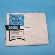White Cotton Percale Full Size Flat Bed Sheet Vintage Montgomery Ward Style...