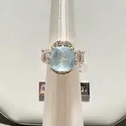 bomb party empowered diva ring size 5 baby sky blue topaz fused w genuine quartz