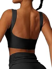 [SEAUR] Sports Tops Women's Backless Sleeveless Crop Top Padded Sports Shirt Gym Yoga Fitness Running Shirt Tight Crop T-Shirt Soft Stretch S-XL