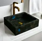 18" Square Labradorite Gemstone Sink – Luxury Crystal Hand Wash Basin for Decor