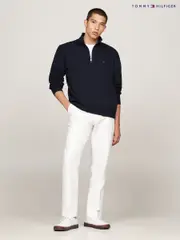 Tommy Hilfiger Blue Essential Fleece Quarter Zip Sweatshirt (AC2604) | $254