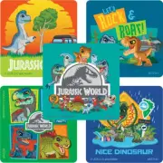 25 Jurassic World Explorers Stickers, Assorted, 2.5"x2.5" each