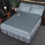 BBPM Bed Skirt King Size 17 Inch Drop Adjustable Elastic Wrap Around Bed Skirts Spring Summer Easy Fitting Dust Ruffle Bedskirt Bed Frame Cover,Gray,Twin/100 * 190cm