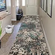 Runner Rug for Entryway Modern Gray Blue Extra Long Hallway Non Slip Floor Carpet 1m/1.5m/2m/2.5m/3m/3.5m/4m/4.5m/5m/6m - Stain and Water Resistant(3.3ft×16.4ft/100×500cm)
