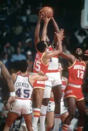 Dwight Jones and John Lucas Houston Rockets battles for a rebound - Old Photo