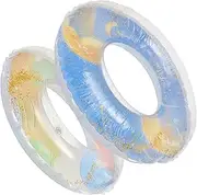 Abaodam 2pcs Adorable Thickened Swim Rings Portable Inflatable Pool Float for Adults Summer Swimming Accessory Leak Valves Safe Material for Beach Pool Fun