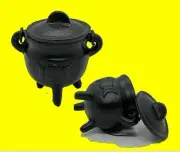 Witch Cauldron Black Cast Iron Tripod Style Triple Moon 7.6 x 6.9 cm