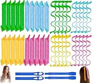 40PCS Hair Curlers Heatless Magic Hair Rollers Wave and Spiral Curl Former Two Styles(12inches) with 4PCS Styling Hooks Kit DIY Hair Curlers No Heat Damage for Most Hairstyles Short and Medium Hair