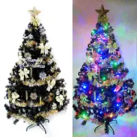 在飛比找Yahoo奇摩購物中心優惠-台製7尺(210cm)豪華黑色聖誕樹(+金銀色系組+100燈