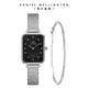 【Daniel Wellington】DW 手錶 飾品禮盒 20X26 星辰黑貝母盤方錶-簡約銀X星光網球手鍊-星光銀