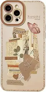 Juuui Elegant Floral & Vintage Letter Aesthetic Phone Case for iPhone XR – Durable Protective Cover with Butterfly Motif for Women and Girls