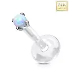 Piercing Ear Labret Bioplast And White Gold 14 Carat Opal White