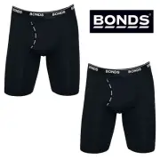 2x Bonds Guyfront Microfibre Long Trunks Mens Boxer Shorts Underwear Black MX64