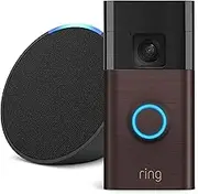 Ring Battery Video Doorbell (Venetian Bronze) and Echo Pop (Charcoal)