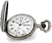 Charles Hubert Antiqued Chrome & Satin Sailing Ship Pocket Watch