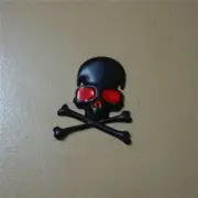 1x Black Red New Skull Metal Emblem Badge Sticker Decal Motors Edition Car Turbo (for: Peugeot)