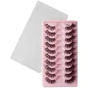 Lashie - Set of 10 Pairs: Volume Criscross Half False Eyelashes Y1002 - Black - One Size